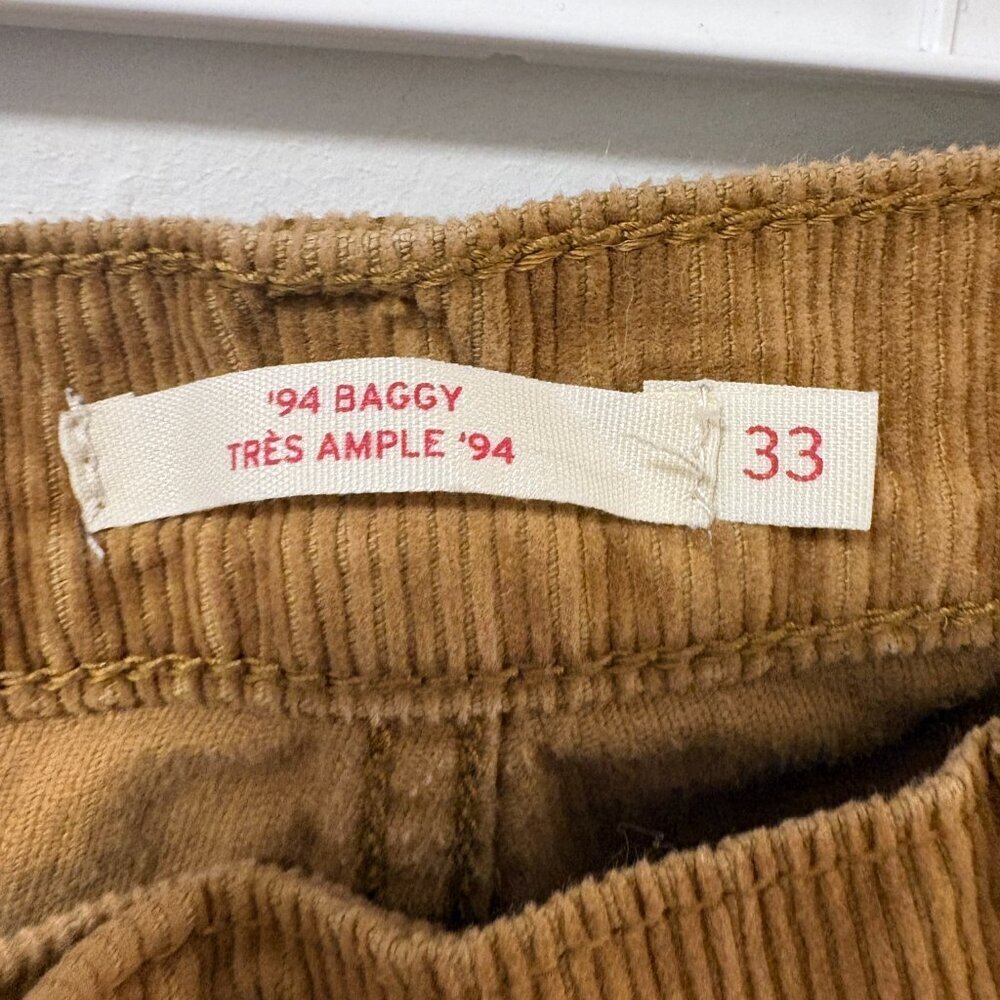 Levi's Brown Corduroy Pants 94 BAGGY sz 33 Preppy 90s style cottage core - Picture 4 of 14